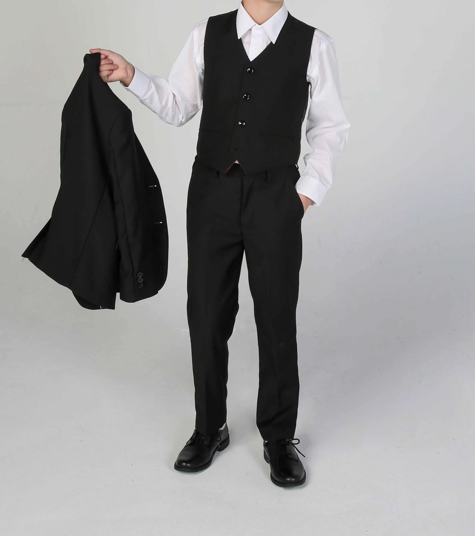 Device- Boys Parker Black Three Piece Suit