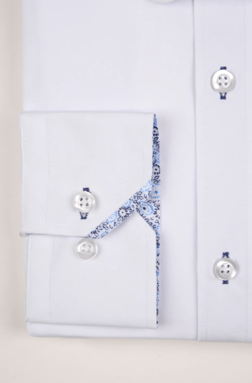 Marc Darcy- Benson White Penny Collar Tie Bar Long Sleeve Shirt