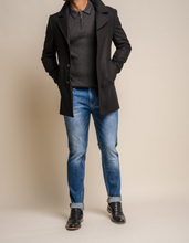 House of Cavani- Nelson Black Wool Blend Coat