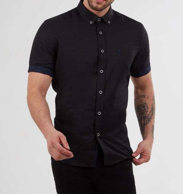 Mish Mash- Black Regular Fit Summit Oxford Short Sleeve Shirt