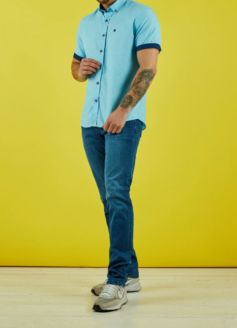 Mish Mash- Turquoise Regular Fit Summit Oxford Short Sleeve Shirt