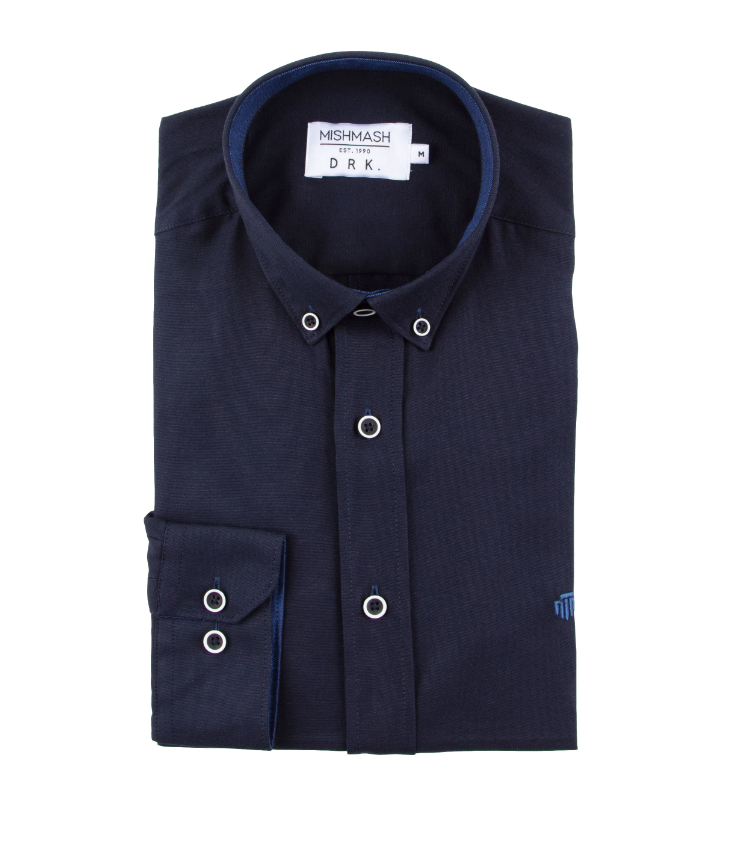 Mish Mash- Dark Navy Regular Fit Summit Oxford Long Sleeve Shirt