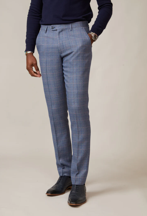 Marc Darcy- Hilton Blue Check Tweed Trouser