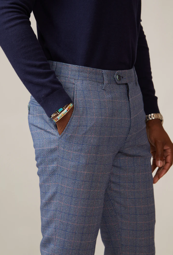 Marc Darcy- Hilton Blue Check Tweed Trouser