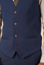 Marc Darcy- Max Royal Blue Waistcoat With Contrast Buttons