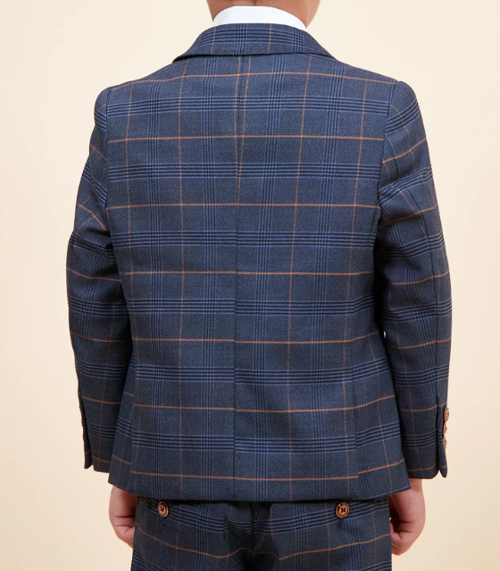 Marc Darcy- Children's Jenson Marine Navy Check Three Piece Suit