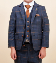 Marc Darcy- Children's Jenson Marine Navy Check Three Piece Suit