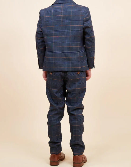 Marc Darcy- Children's Jenson Marine Navy Check Three Piece Suit