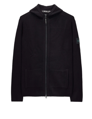 Weekend Offender- Enzo Knitted Zip Hooded Sweater Black