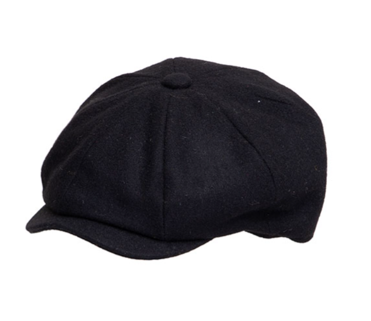 Denton Hats- Melton Gatsby Cap Black