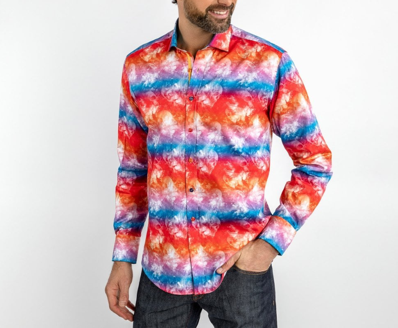 Claudio Lugli- Red Tye Die Skulls Long Sleeve Shirt (CP-6930)