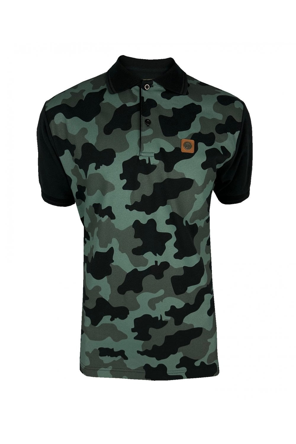 Trojan- TR8873 Camo Panel Pique Polo Shirt Black