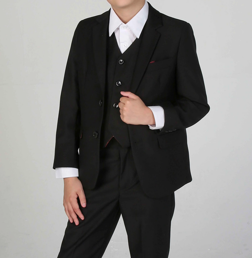 Device- Boys Parker Black Three Piece Suit