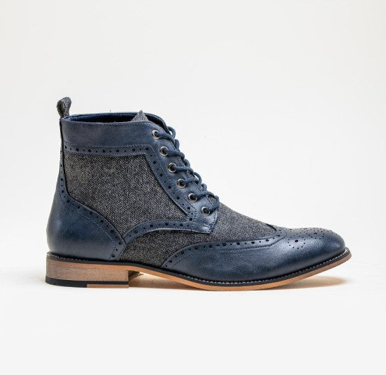 House of Cavani- Sherlock Navy Lace Up Boots