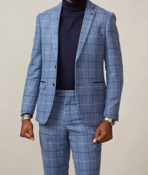 Marc Darcy- Clinton Blue Tweed Check Blazer