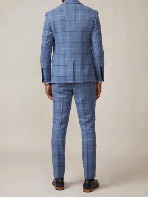 Marc Darcy- Clinton Blue Tweed Check Blazer