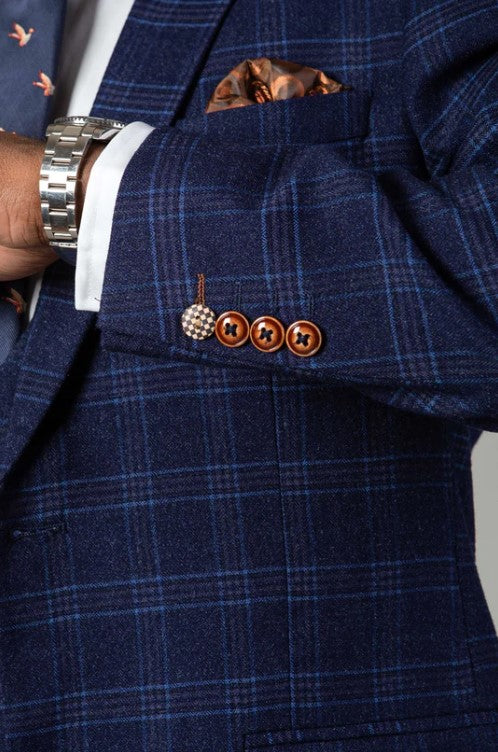 Marc Darcy- Chigwell Blue Tweed Check Blazer